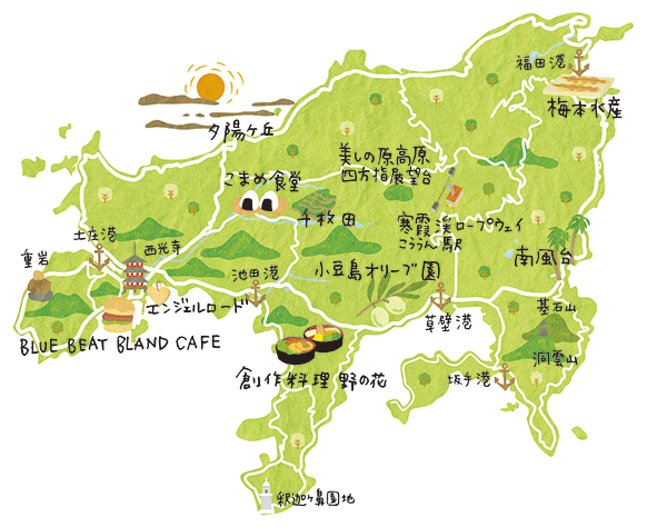 関西・中国・四国じゃらん』4月号小豆島のイラストマップ 【公式】イラストレーター アライヨウコ Webサイト