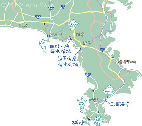 三浦半島のイラストマップ