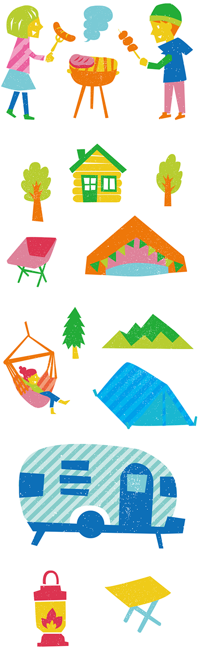 九州じゃらん12月号 キャンプ アウトドアのススメ 特集でキャンプのイラスト描きました 公式 イラストレーター アライヨウコ Webサイト