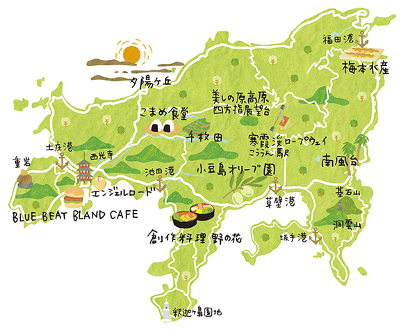 関西 中国 四国じゃらん 4月号小豆島のイラストマップ 公式 イラストレーター アライヨウコ Webサイト