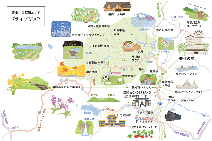 鬼怒川温泉の宿 若竹の庄 様のhpで観光マップを描かせていただきました 公式 イラストレーター アライヨウコ Webサイト