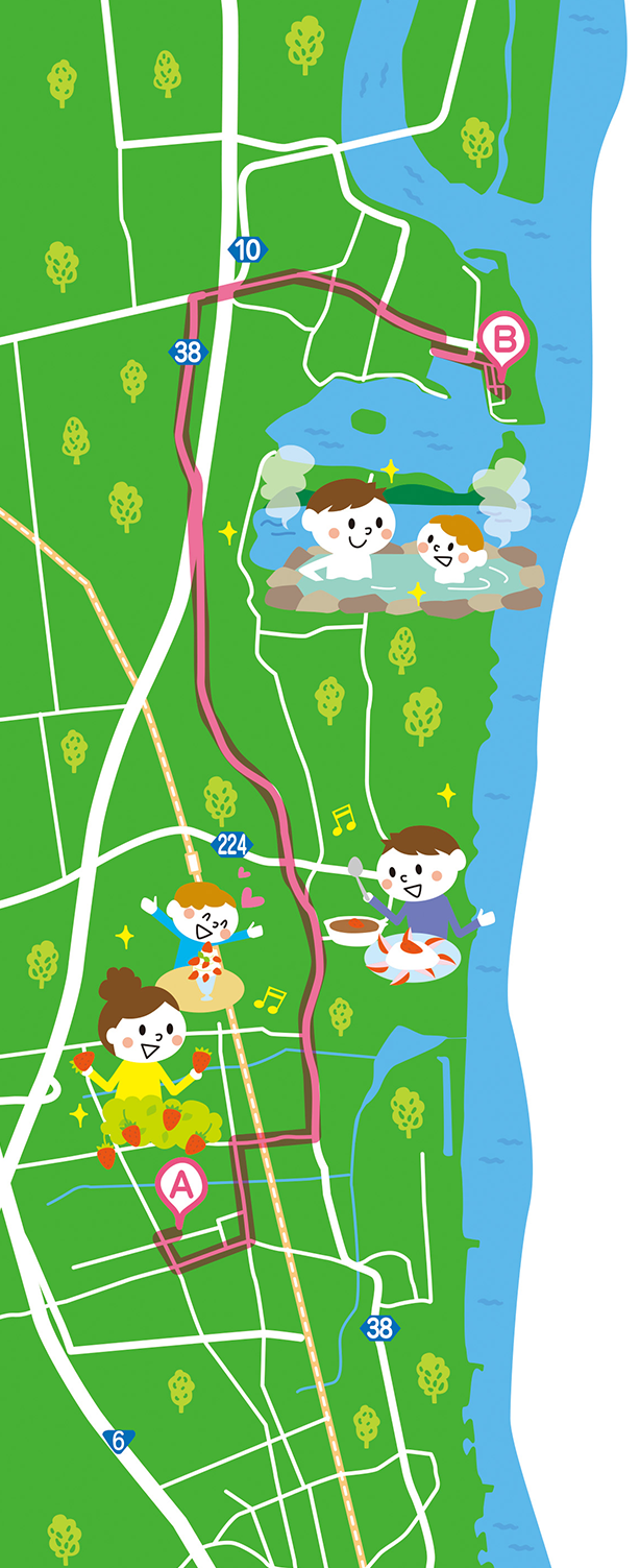 宮城県亘理周辺のいちご狩りのイラストマップです 公式 イラストレーター アライヨウコ Webサイト